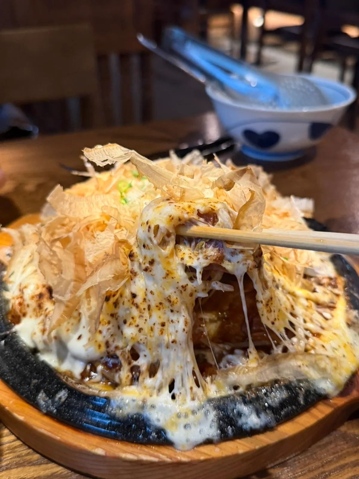 Okonomiyaki with plenty of cheese