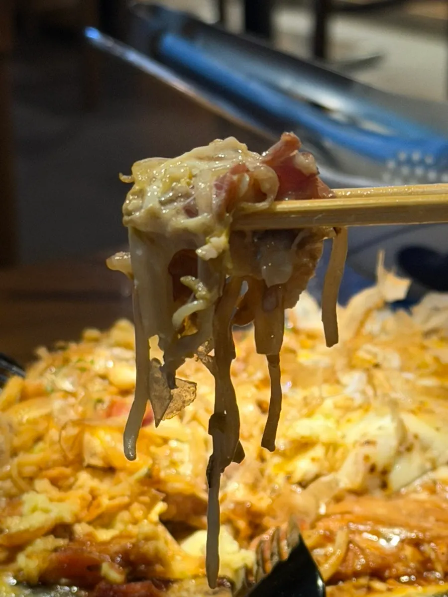 Okonomiyaki with plenty of sauce
