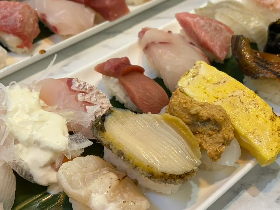 Close-up of the premium sushi plate