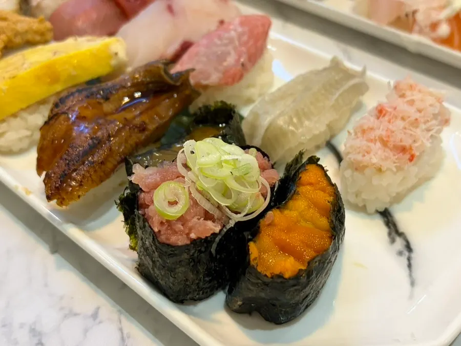 Full spread of the premium sushi set