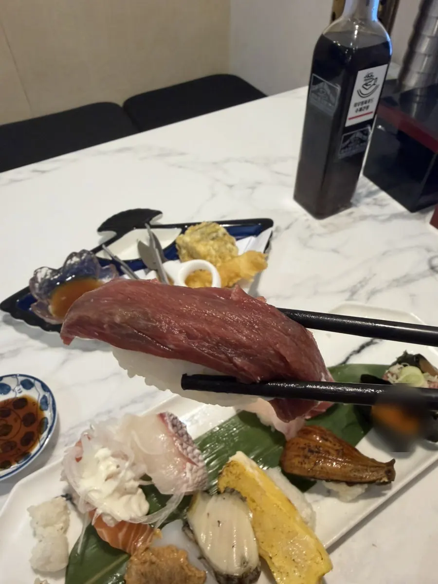 Korean beef sushi with wasabi