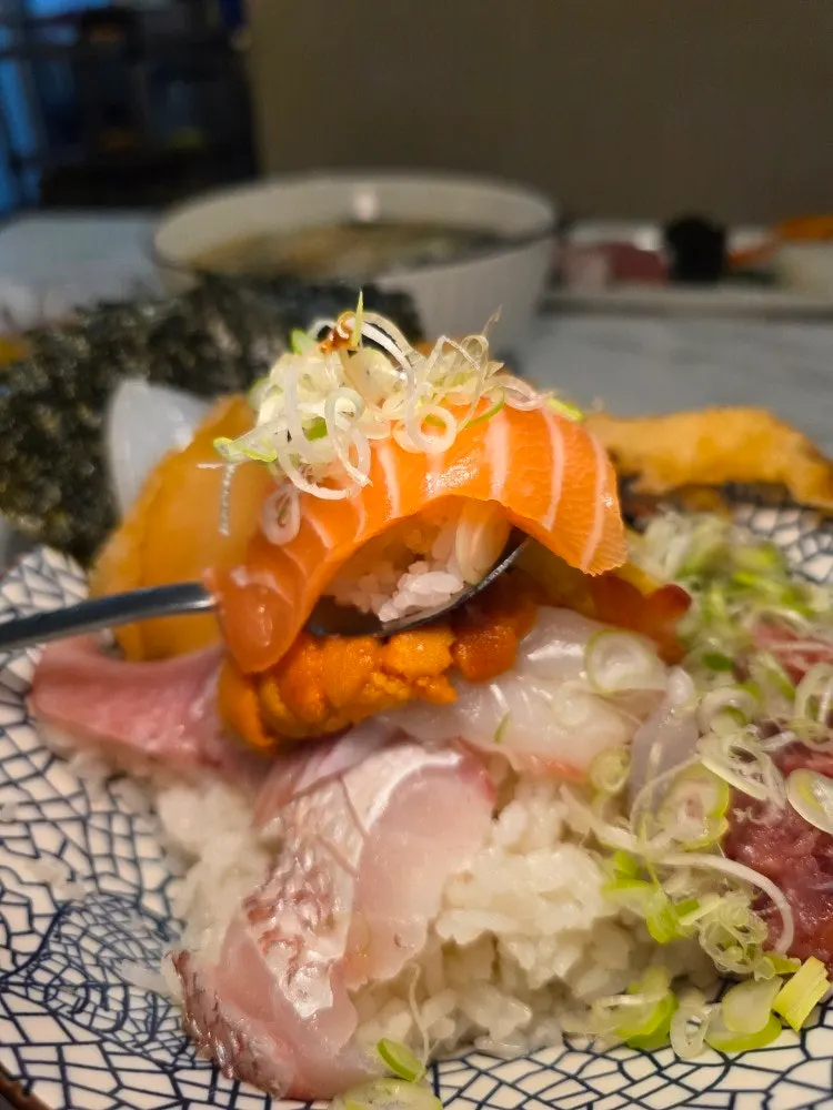 Close-up of a single piece of geuksang sushi