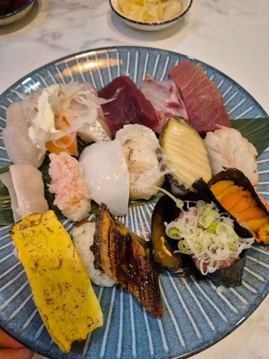 A plate of premium sushi, 17 pieces