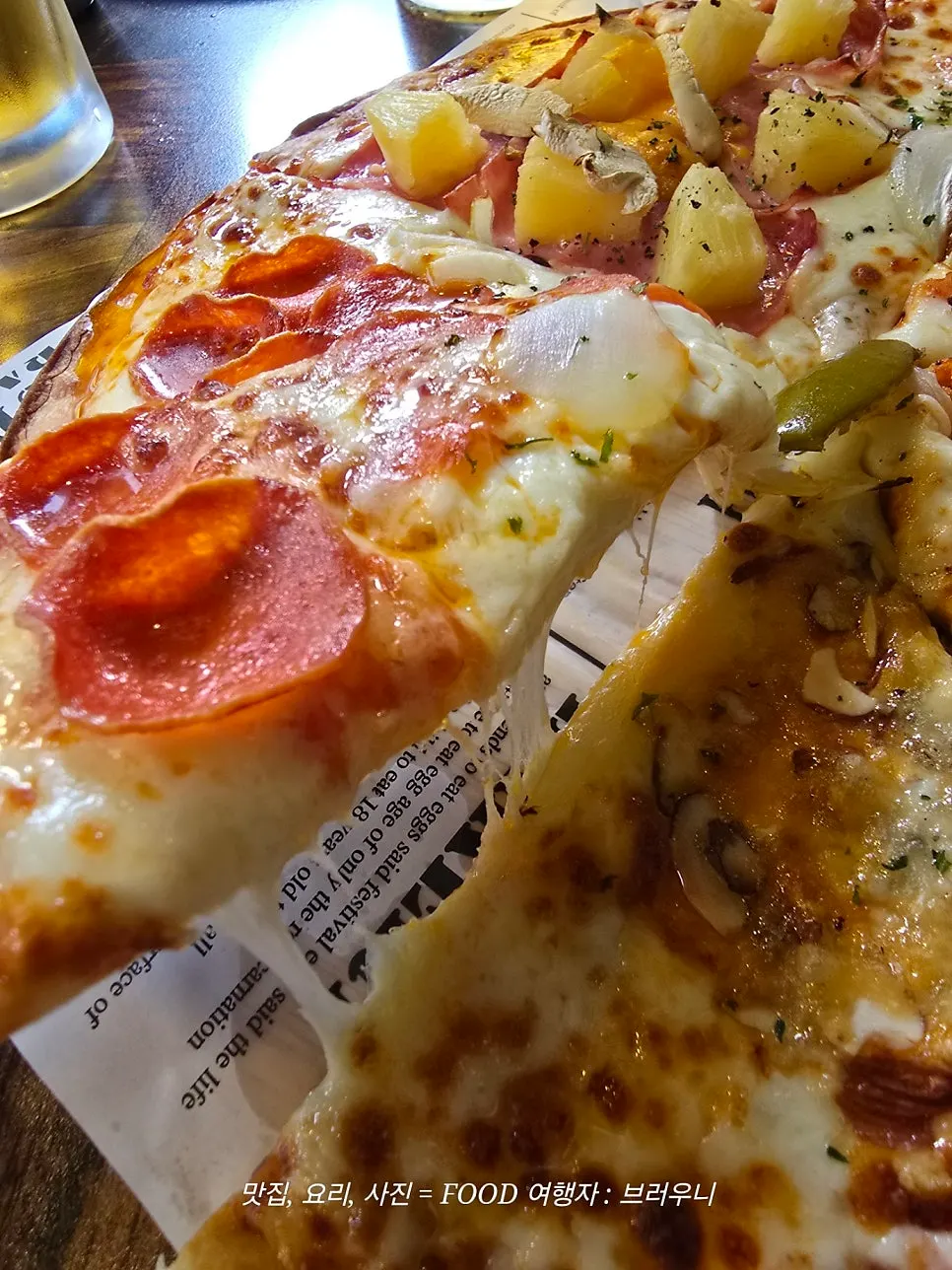 Thin-crust pizza topped with pepperoni