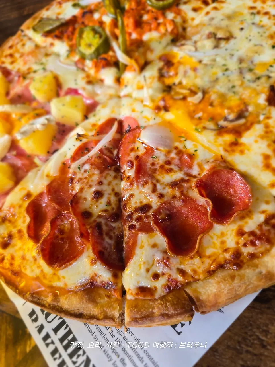 Double Delicious Thin Pizza with varied toppings