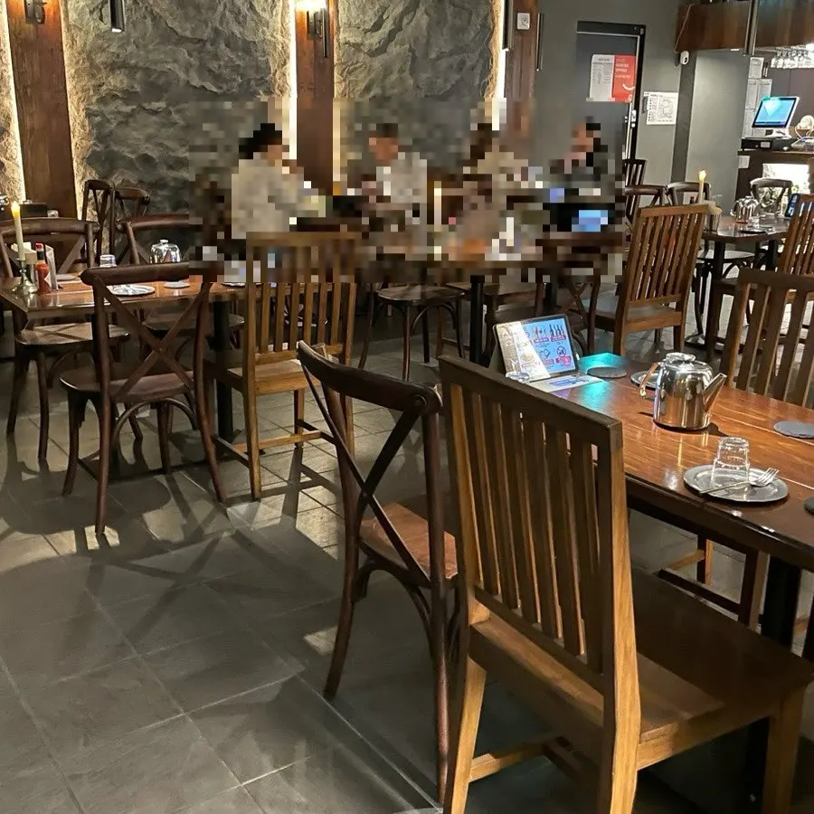 Dim, warmly lit interior of the gastropub