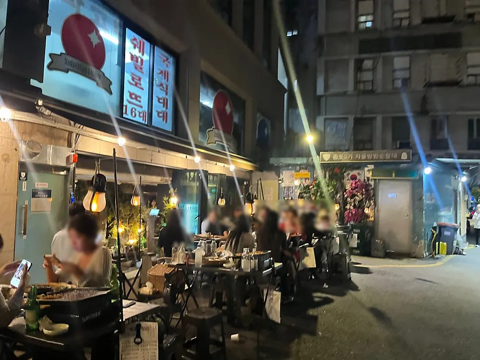 View of outdoor tables toward the back