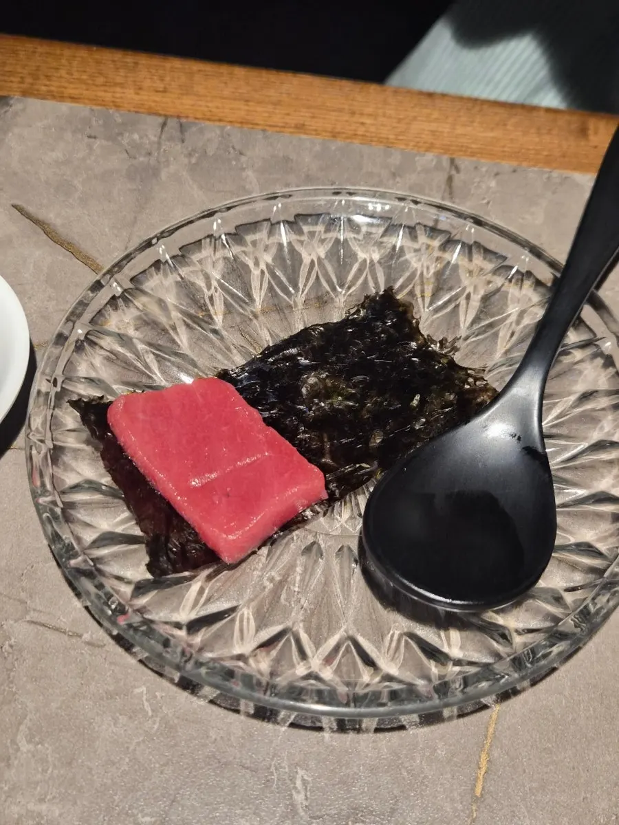 Salmon and tuna wrapped in seaweed