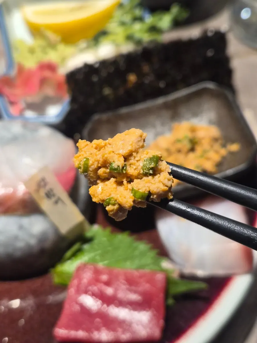 A savory piece of monkfish liver
