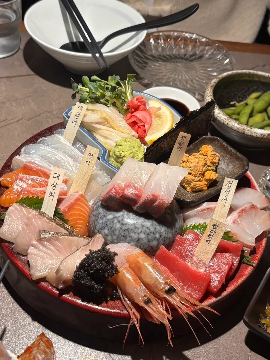 A plate of small aged sashimi for two at Suksseong Susan