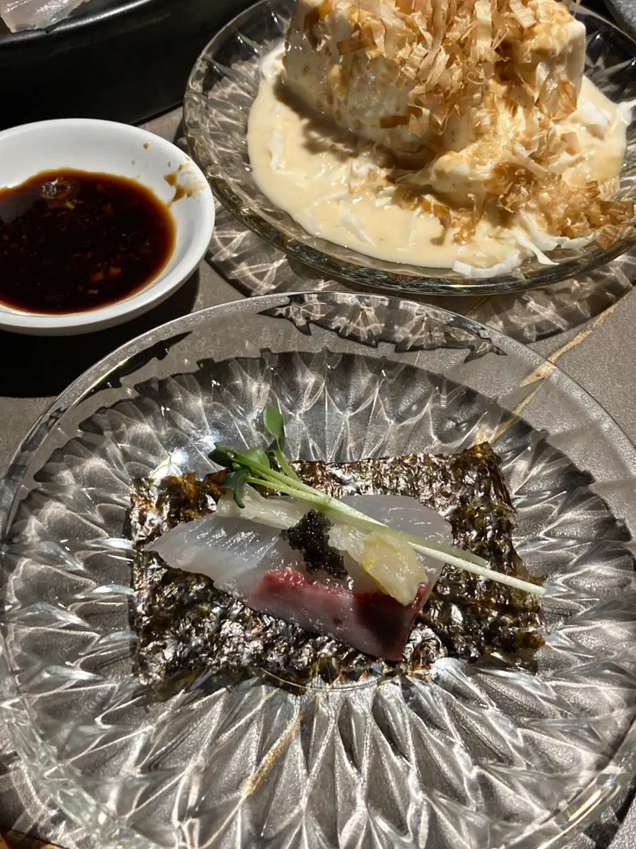 Small aged sashimi platter with a variety of fish