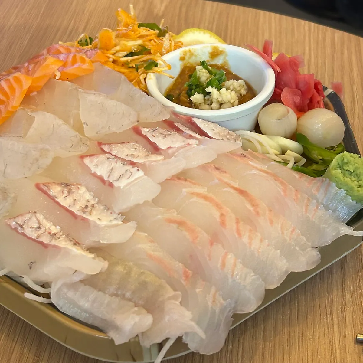 Assorted aged sashimi, small size, mostly white-fleshed fish