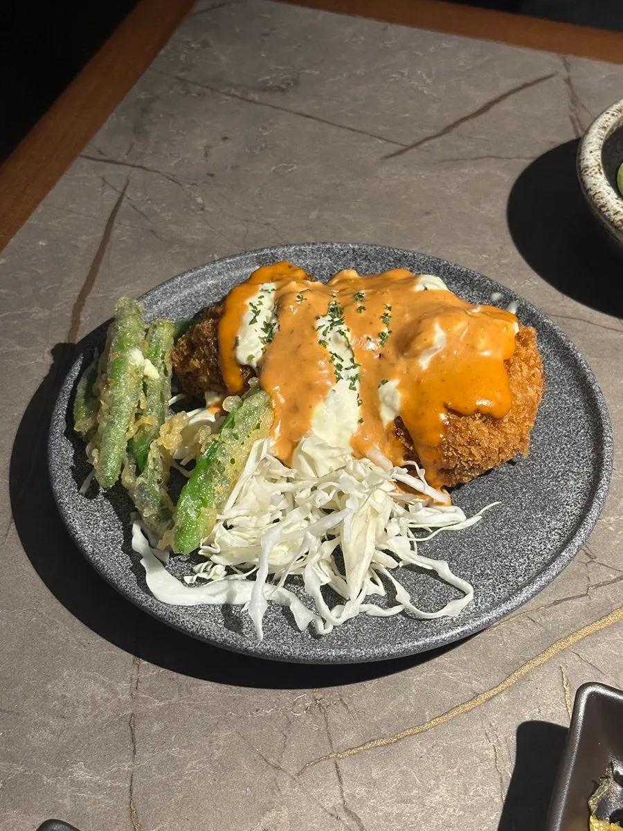 Plate of red king crab innard cream croquettes