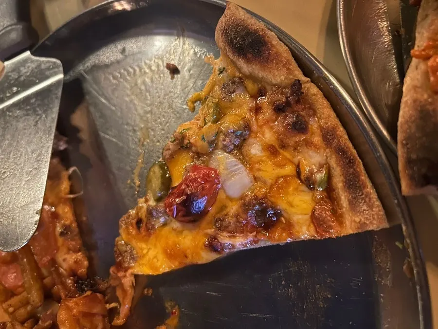 Cheese & Patty Bomb pizza topped with cheese and patty