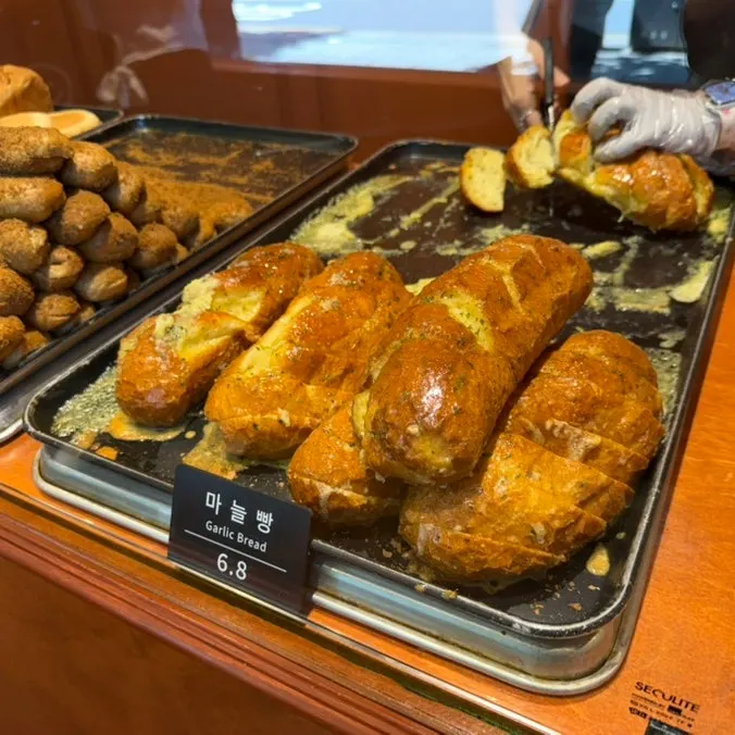Plain rice bread on display at Munhwa Bakery