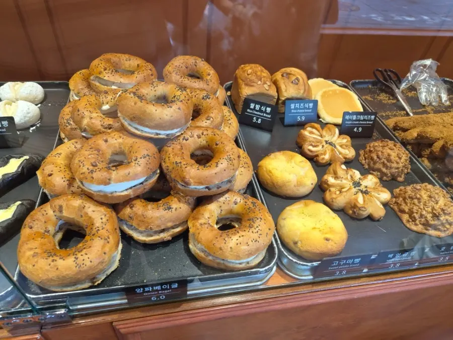 Bread display corner at Munhwa Bakery