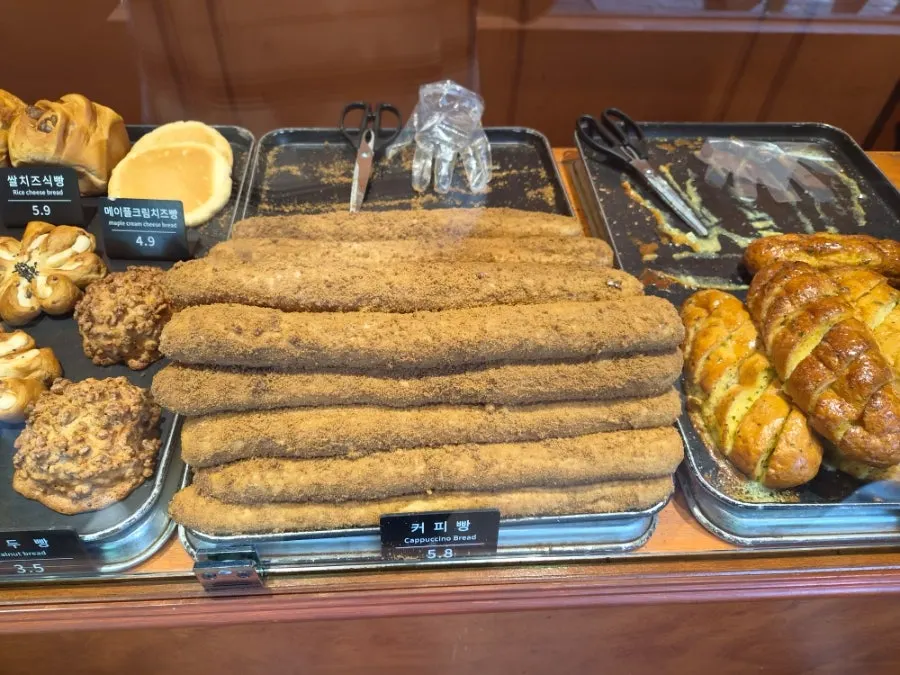 Counter with light snack-style breads