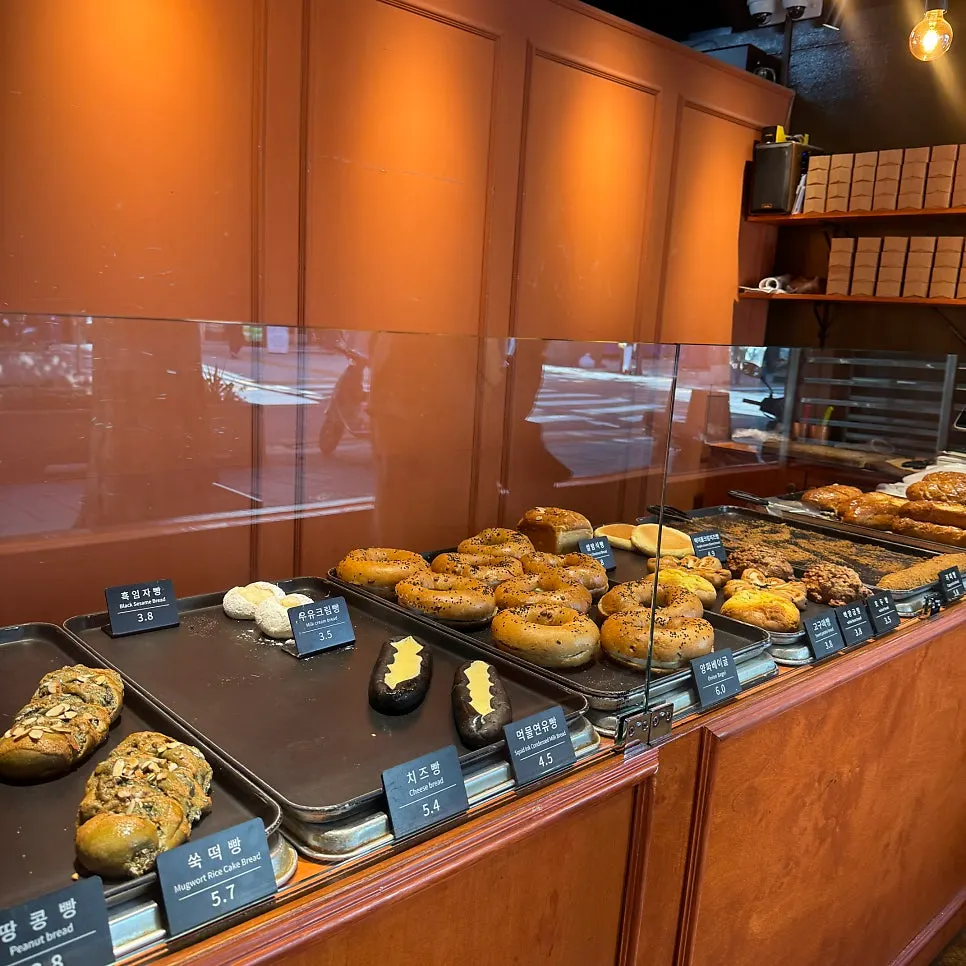 Bread display at Munhwa Bakery