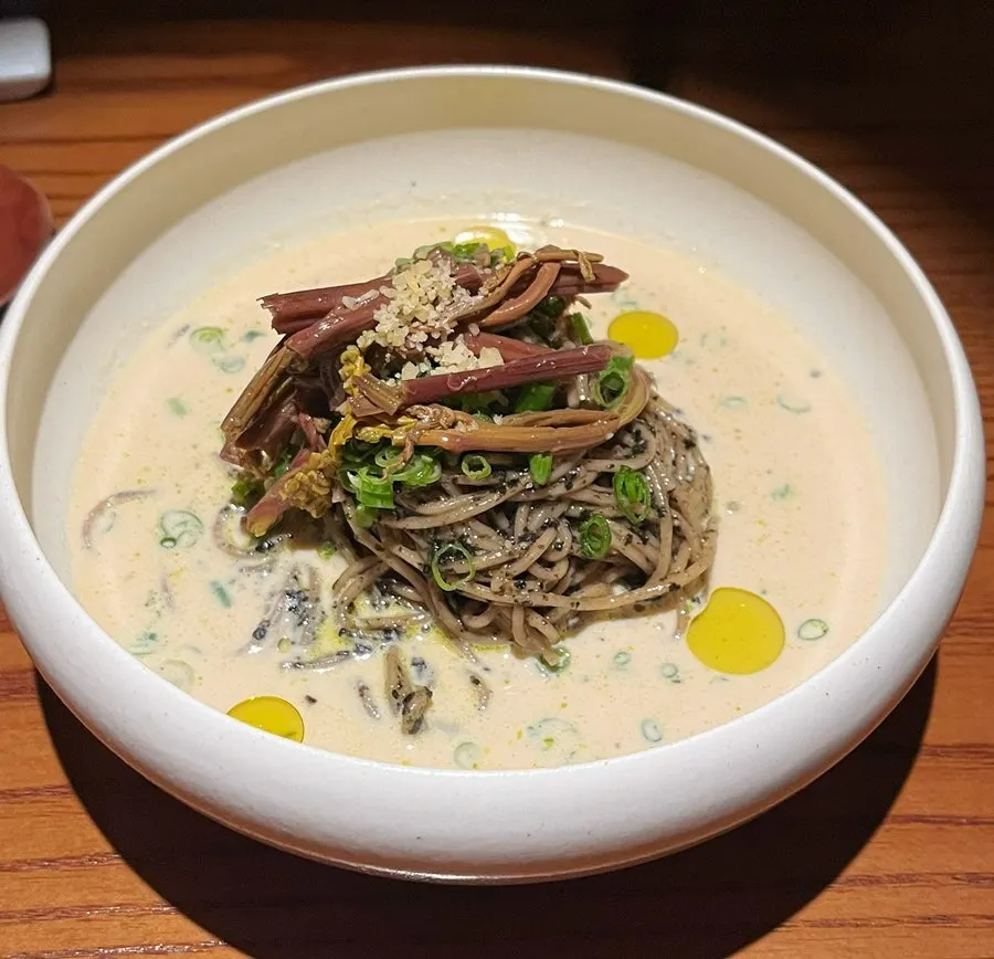 Hanuk-myeon, buckwheat noodles with bracken fern and perilla oil