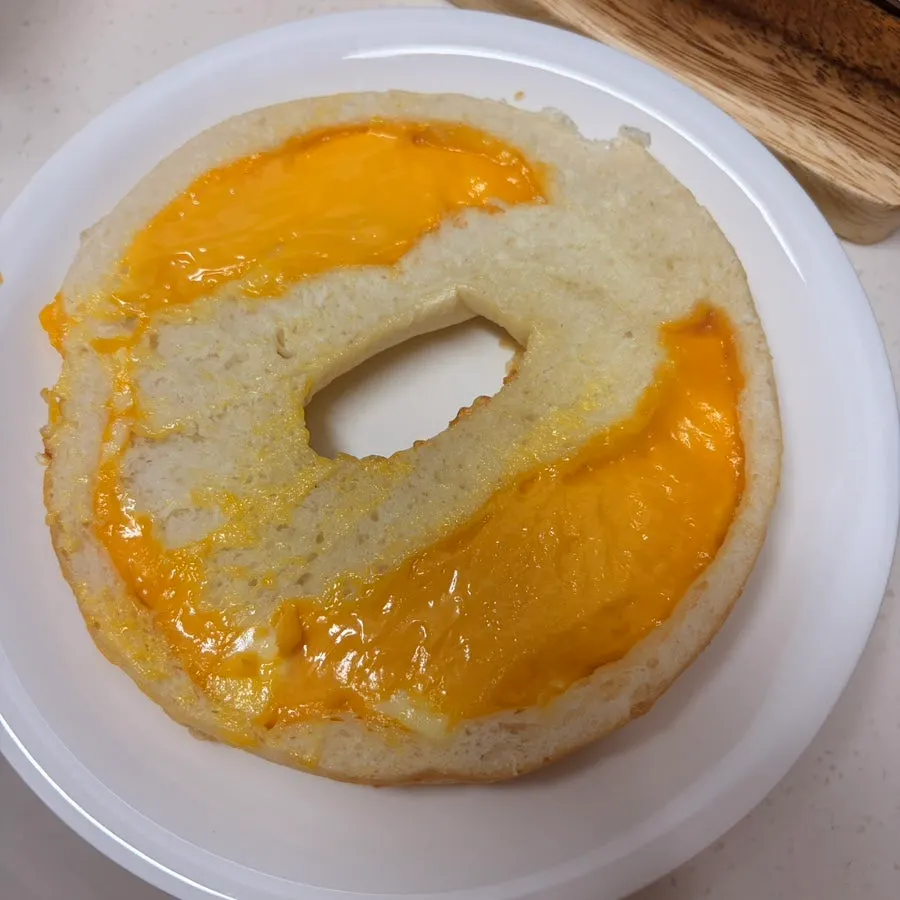 Cheese bagel cut in half