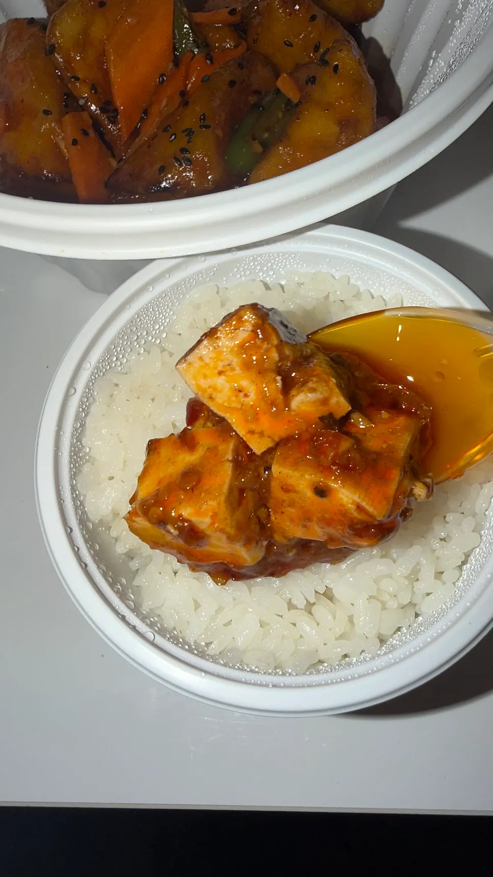 Mala tofu showing soft tofu pieces
