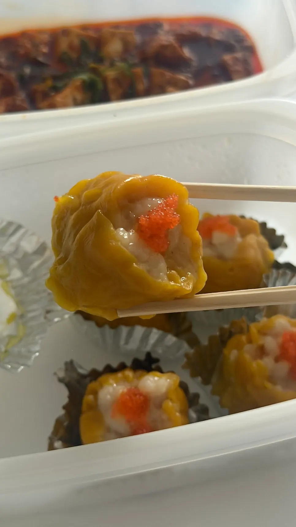 Shumai filled with shrimp and pork