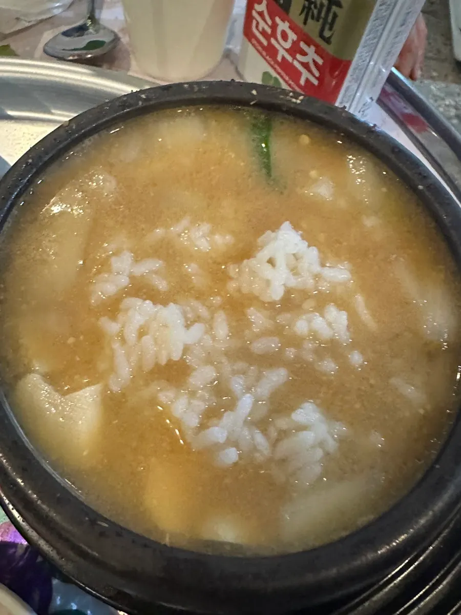 Beef brisket soybean paste stew with steamed rice
