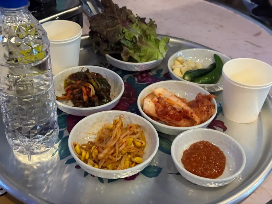 쟁반째 올려주는 초원식당 기본 상차림