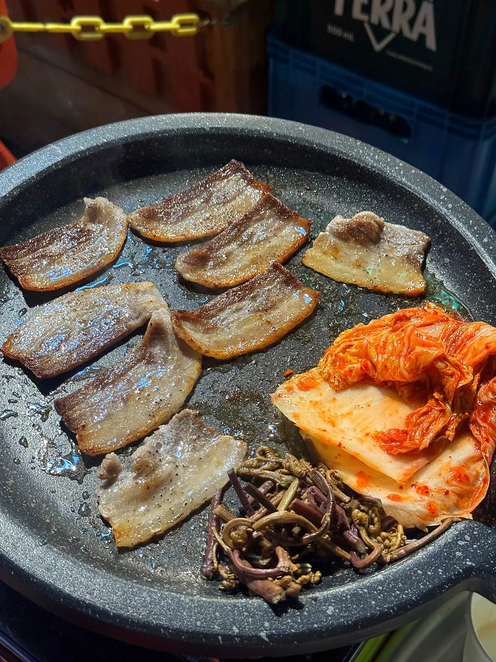 A spoonful of the doenjang jjigae broth