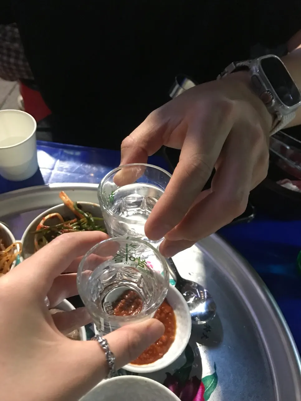 달궈진 불판에 올린 차돌박이