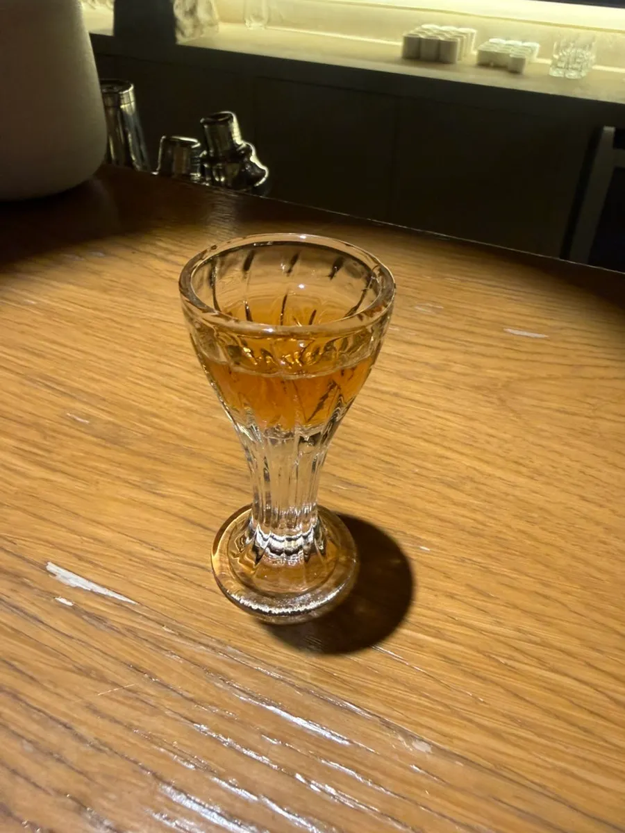 Ginseng liquor and glass set on the bar