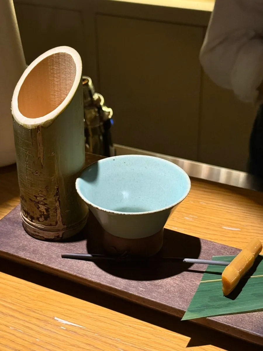 Cocktail plating viewed from the bar seat at Hanuk