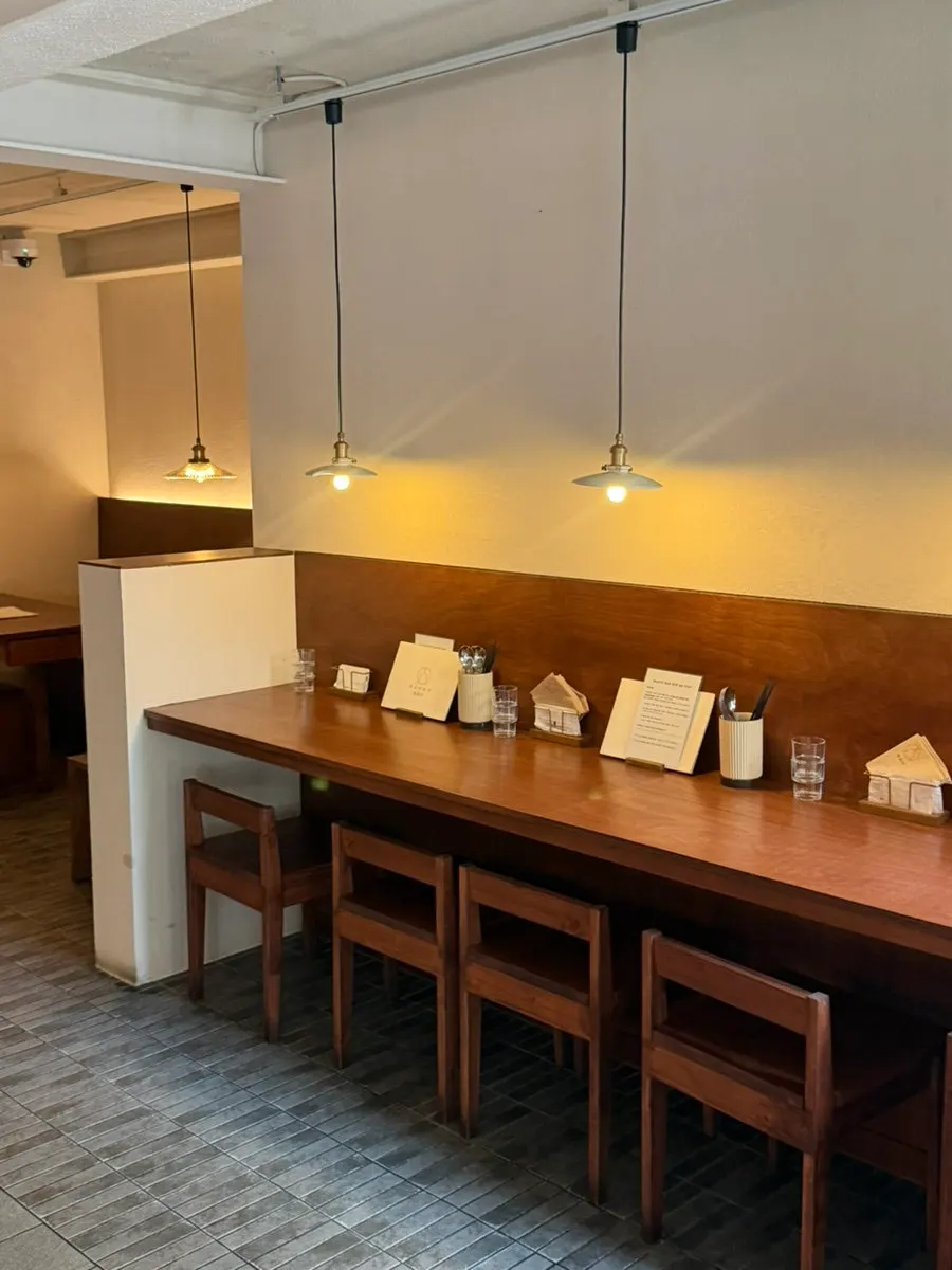 View of several counter seats set up in a row