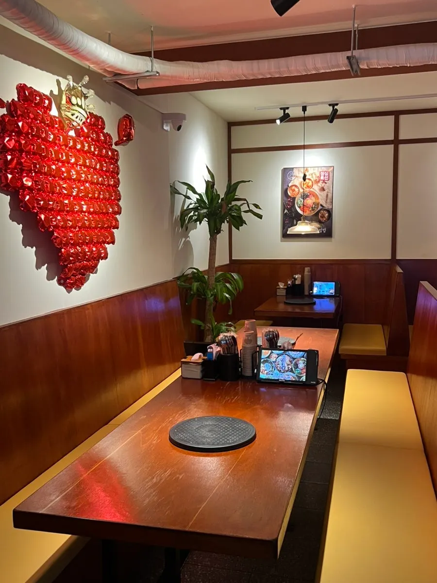 Seating area lit with soft lighting