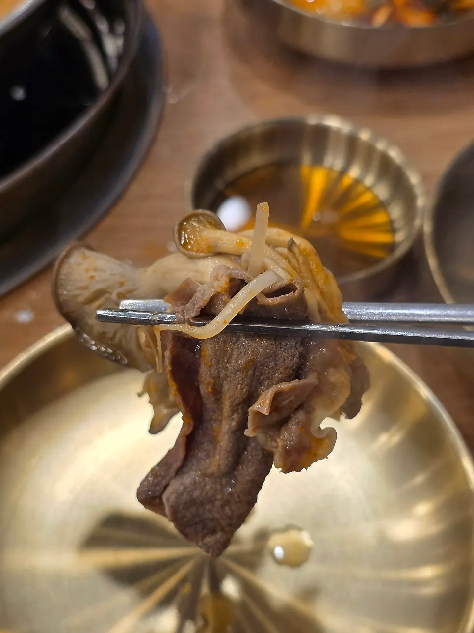 Beef and vegetables being scooped out