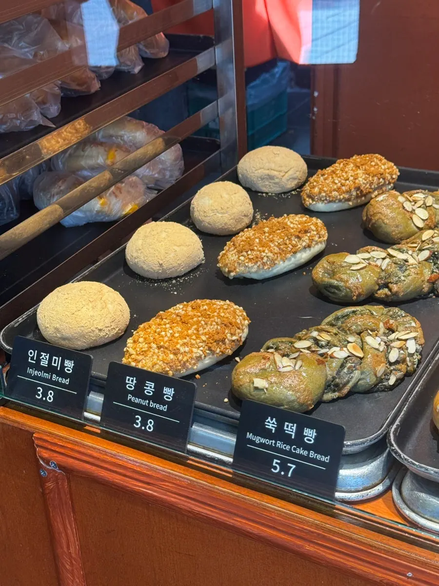 Bakery menu display at Munhwa Bakery