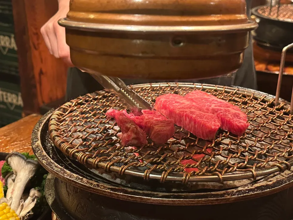 Plate of today's hanwoo with distinct marbling
