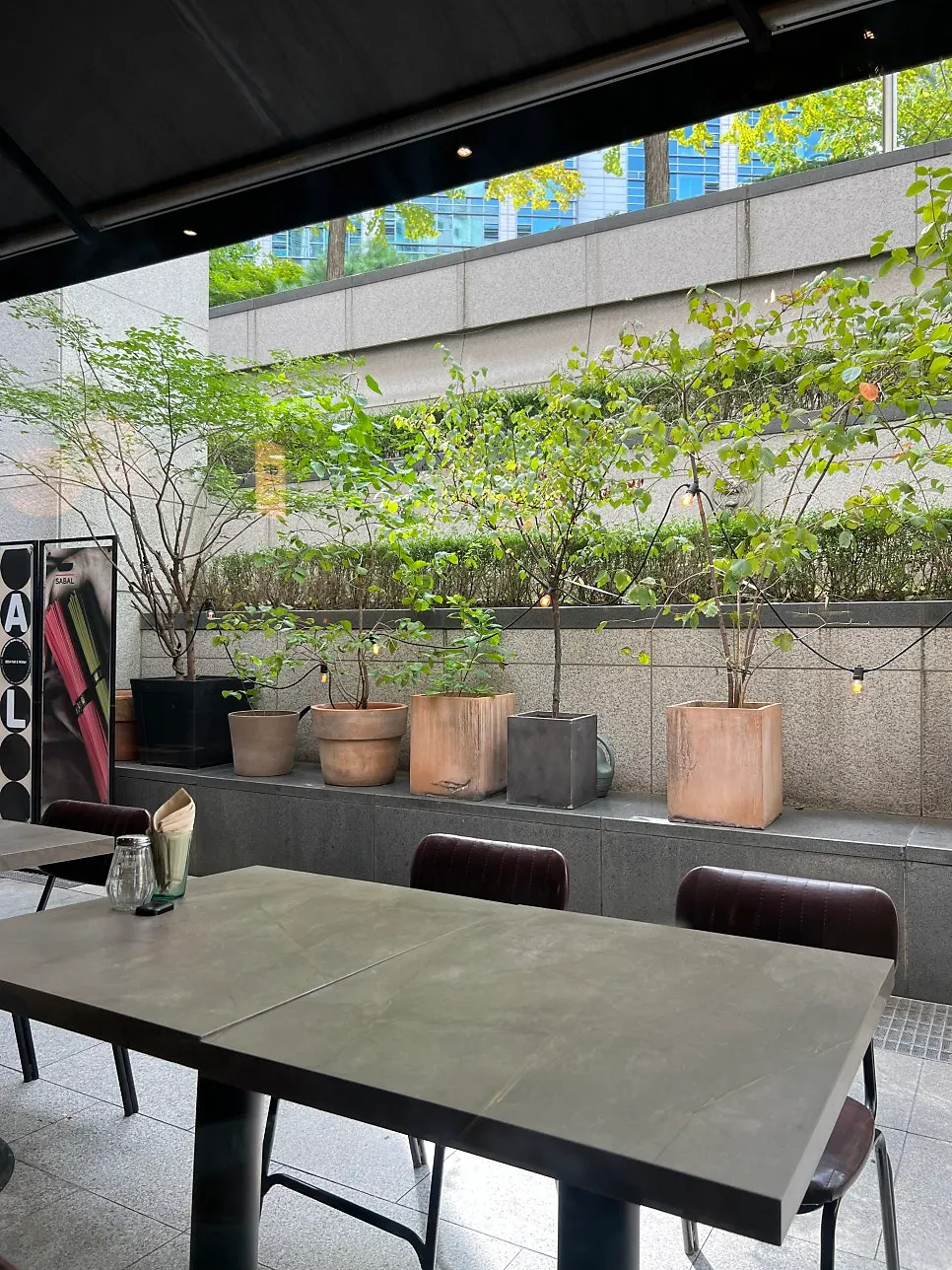 Outdoor terrace seating at SABAL