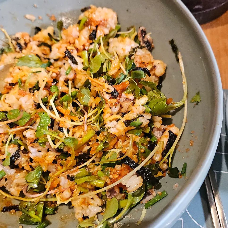 Tangtang octopus deodeok gochujang rice mixed up for eating