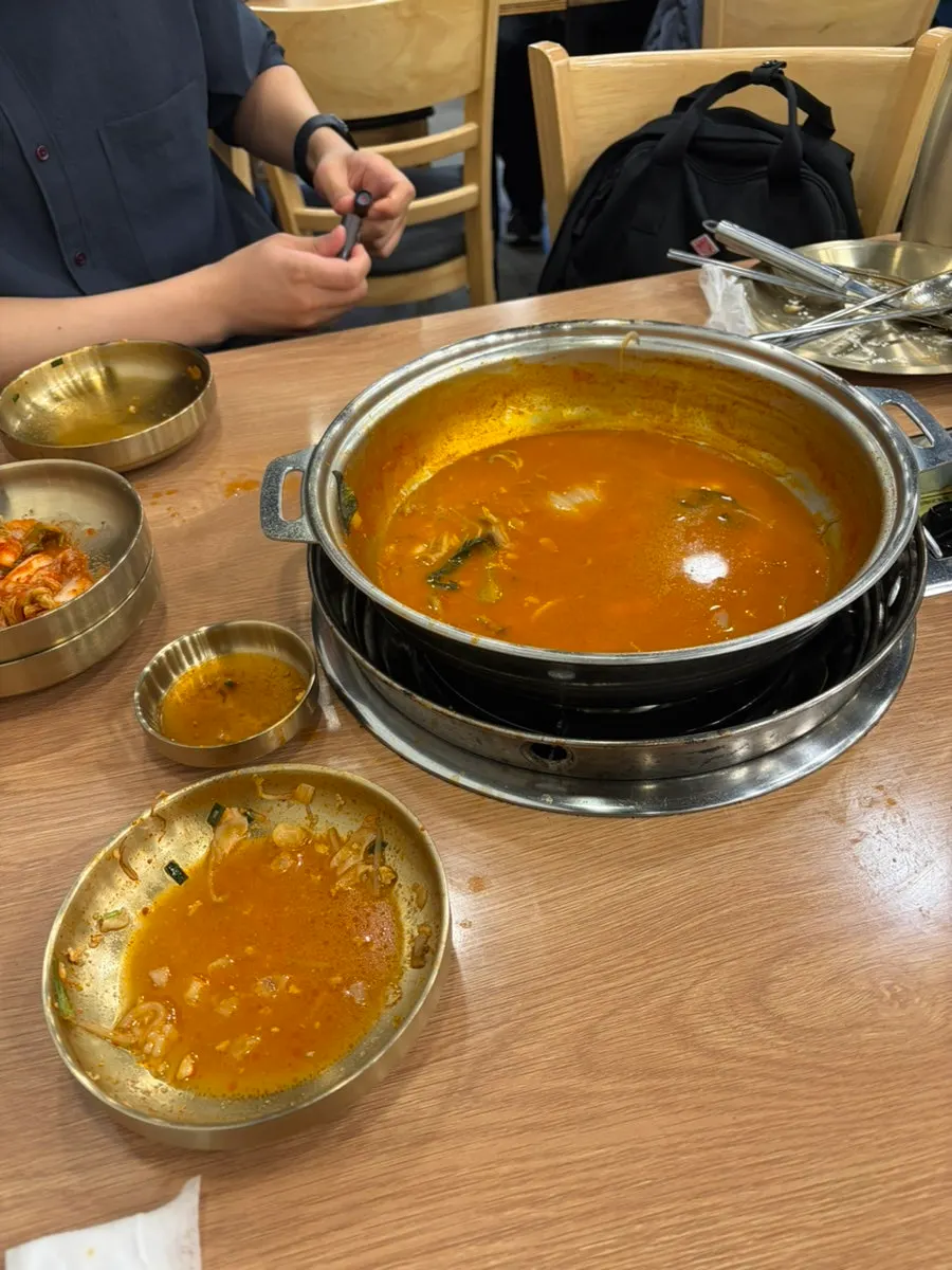 Kalguksu with broth and kimchi
