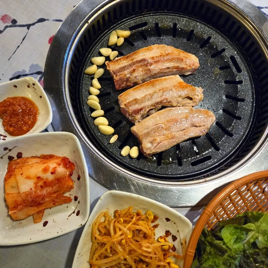 Plate of thick aged pork belly