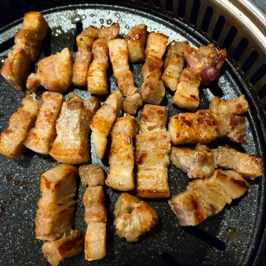 Nicely browned aged pork belly