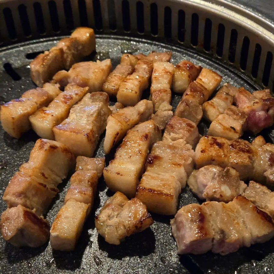Cross-section of juicy pork belly
