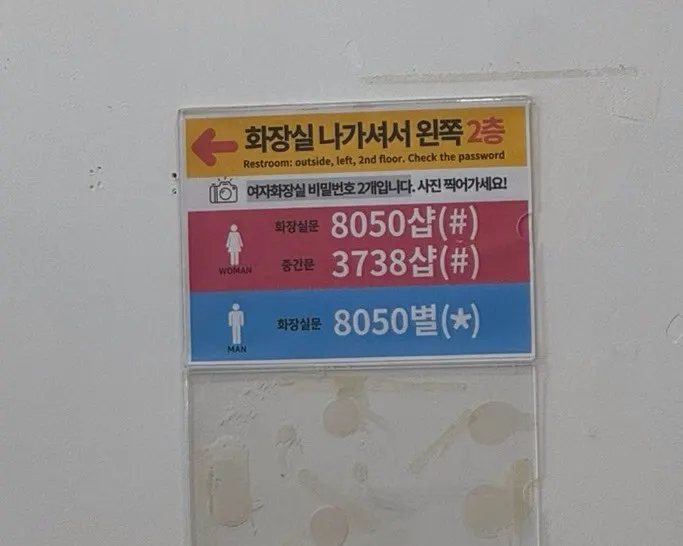 벽면에 붙은 화장실 안내도