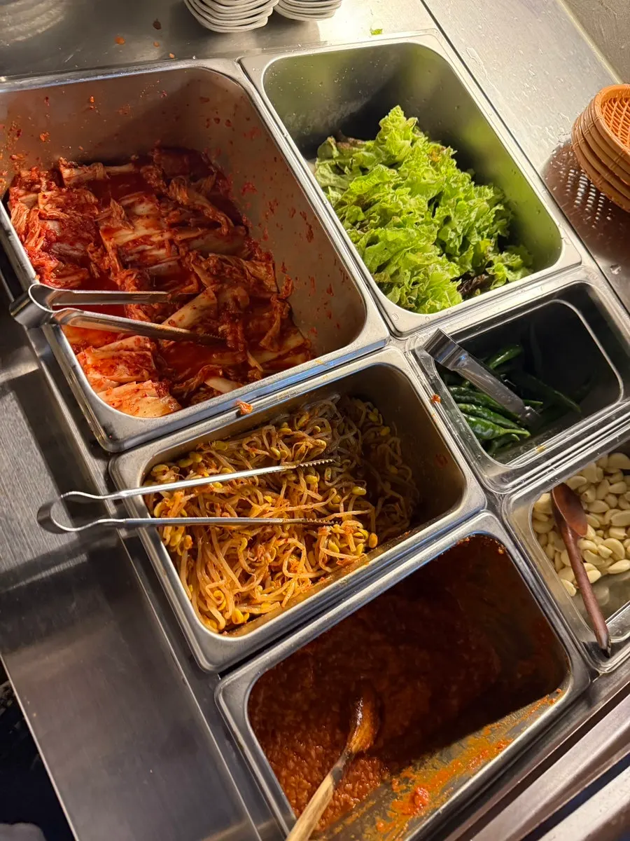 Meongseokjip's self-serve side dish bar