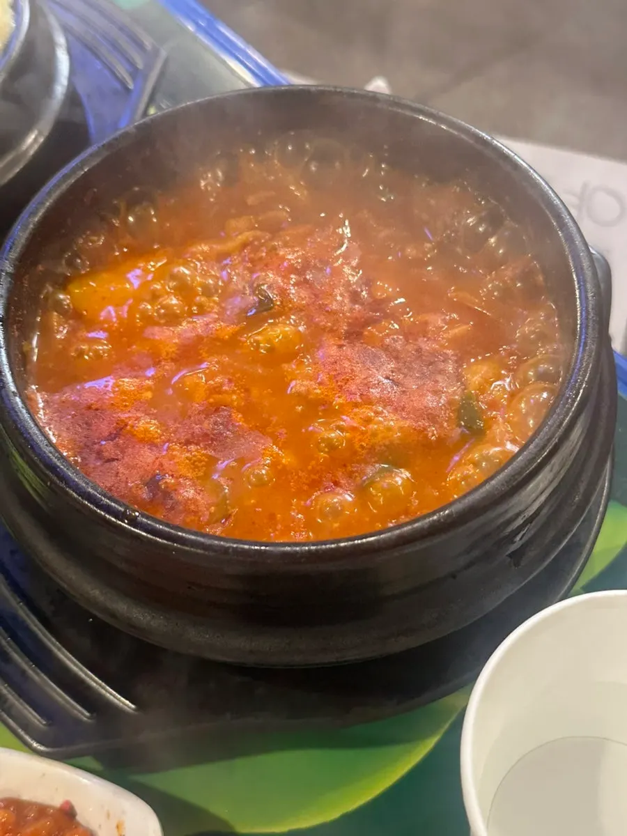 Kimchi jjigae broth simmering
