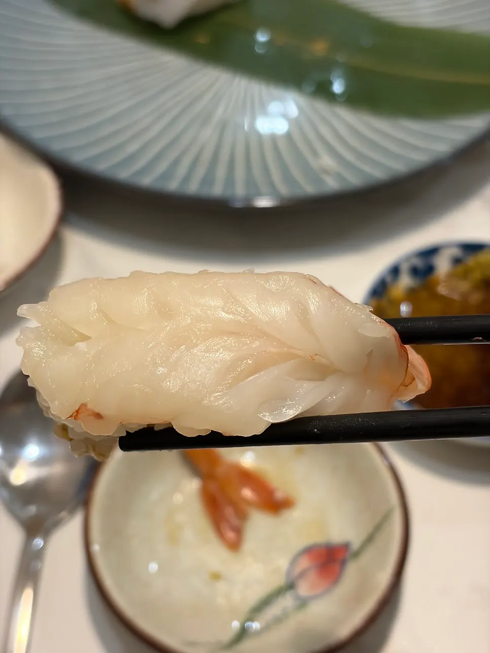 Close-up of flounder sushi