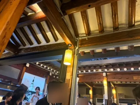 Indoor and outdoor-feeling seating flowing together at Meongseokjip Jongno 3-ga Branch