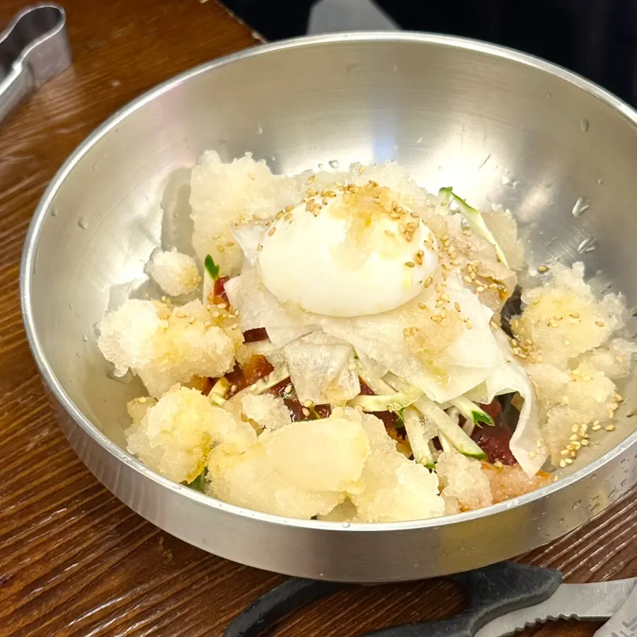 감자 장아찌 표고와사비장 고기 조합