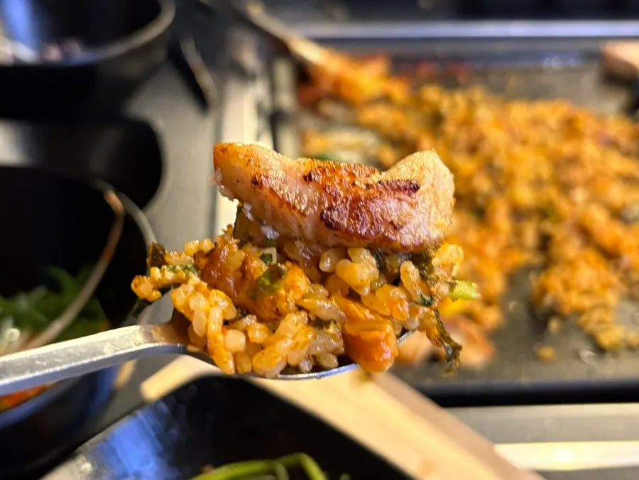Fried rice stir-fried with leftover pork jowl at Cham Dwaejitgan